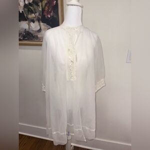 1960s authentic vintage sheer nylon peignoir robe, ORIGINAL ORANGE PRICE TAG